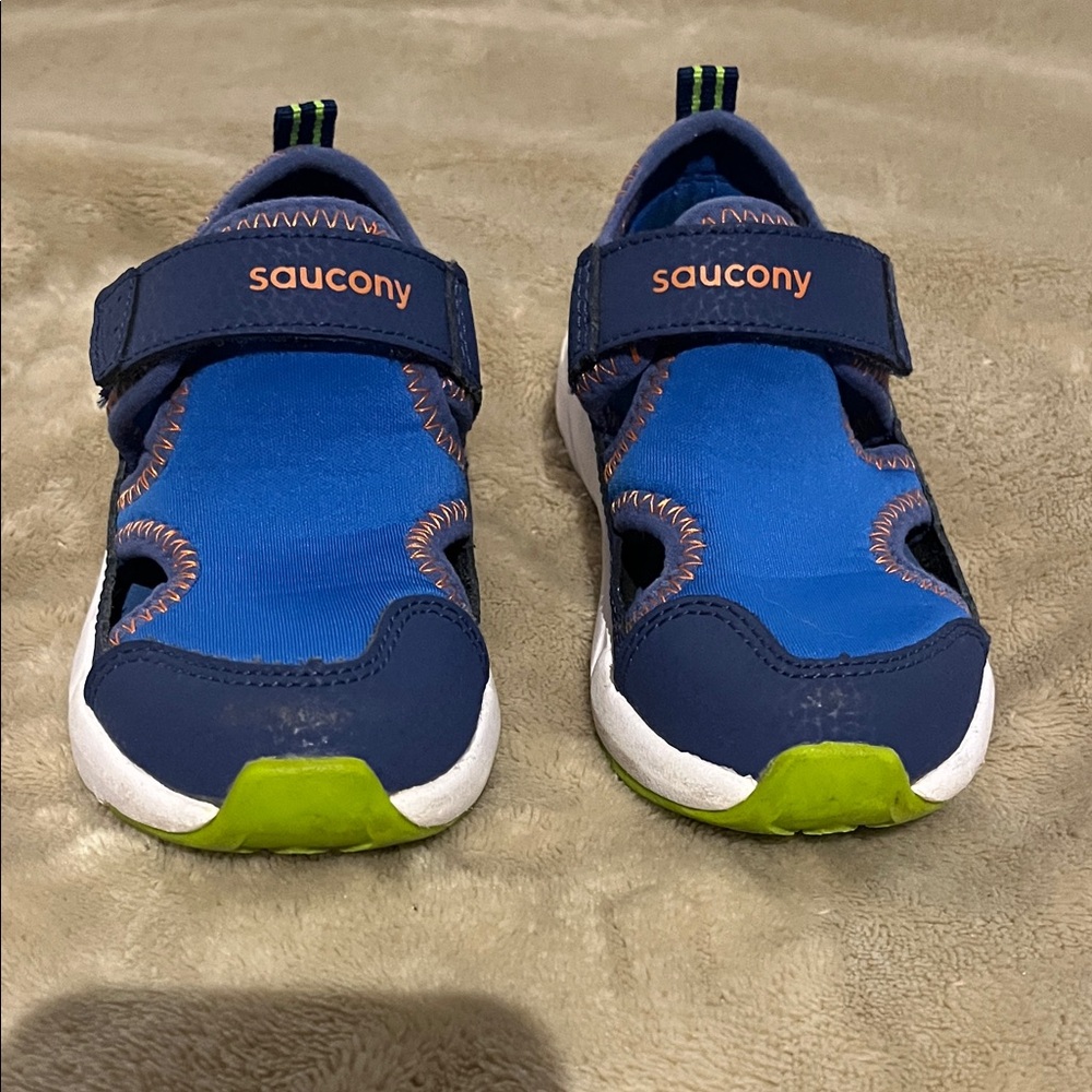 Saucony Kids Navy and Lime Water Shoes